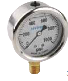 2.5 inch Face 0.25 NPT Liquid Filled Gauge 0-100 PSI