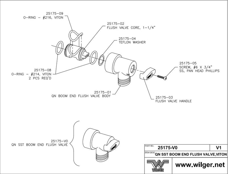 TEFLON WASHER Wilger Flush Valve