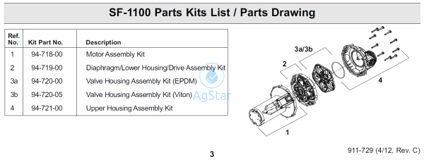 Upper Housing Kit Sf-1100 & 1105 Transfer Pumps Pump Parts